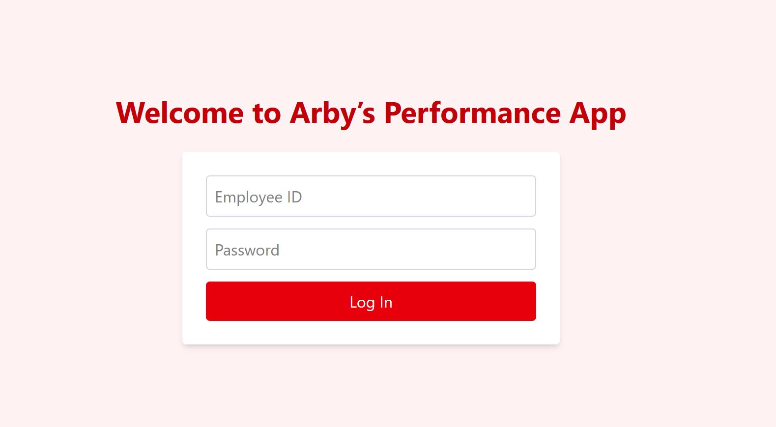 Arby's Performance Web App Login