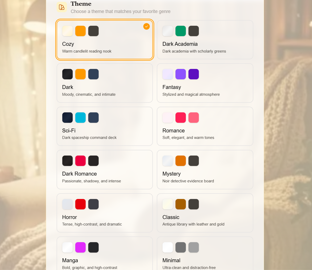 Bookish Genre-Inspired Themes
