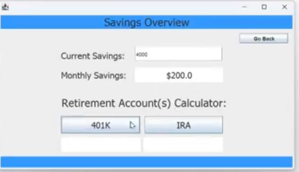 Financial Manager Savings Page